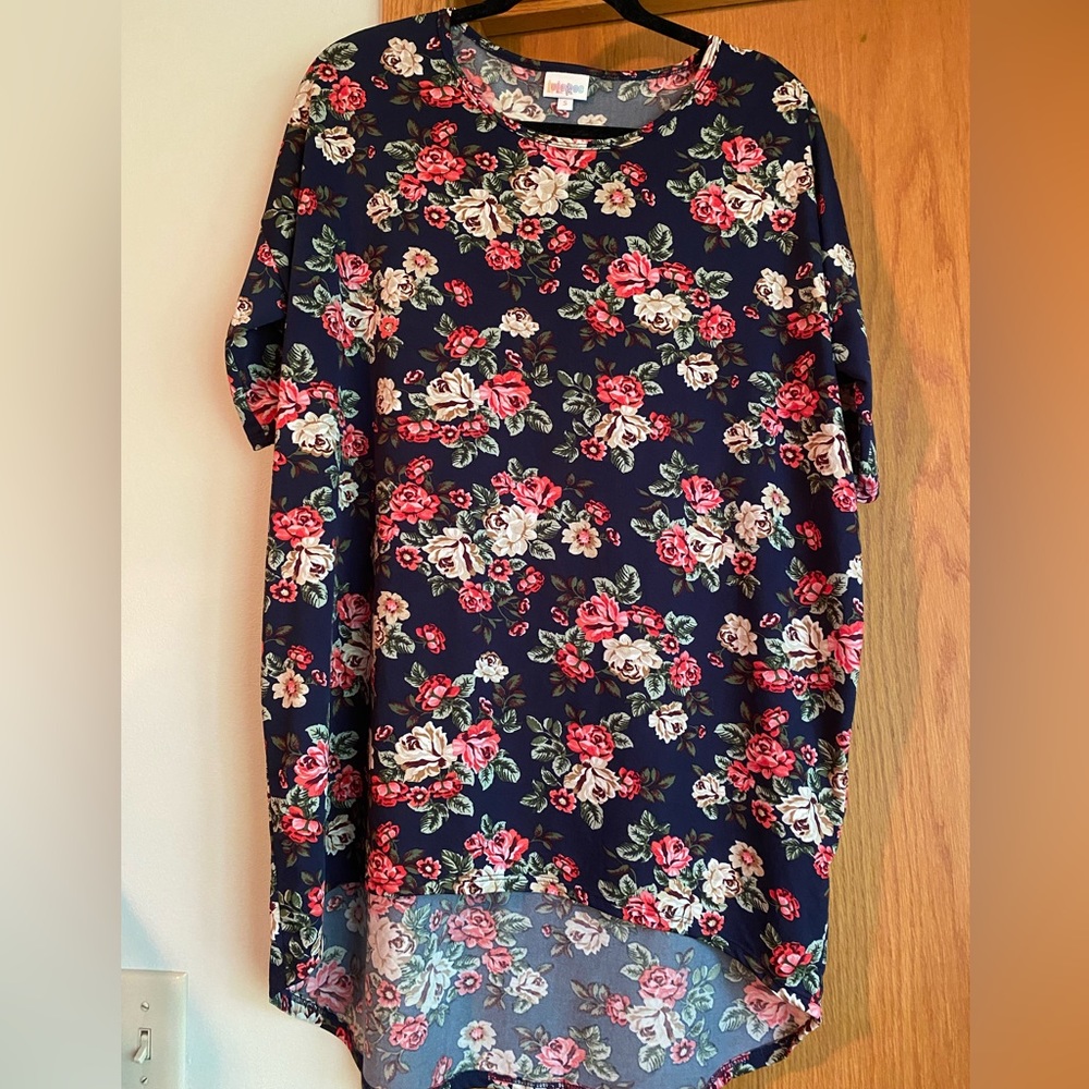 navy floral lularoe irma tunic top size small